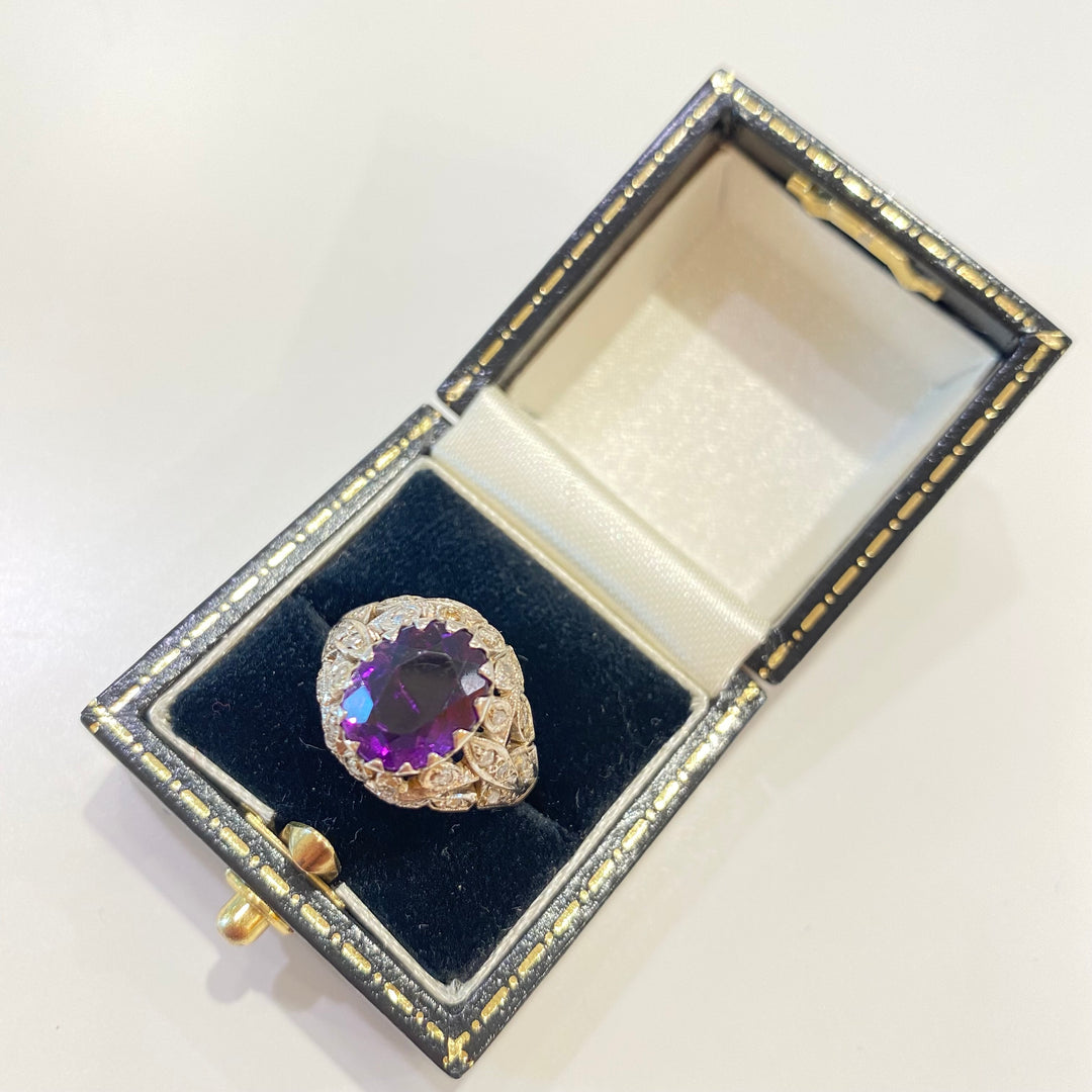 1920年代　アールデコ期　13号　上質アメジスト　ヨーロッパ　アクセサリー指輪 1920年代 アールデコ期 13号 上質アメジスト ヨーロッパ