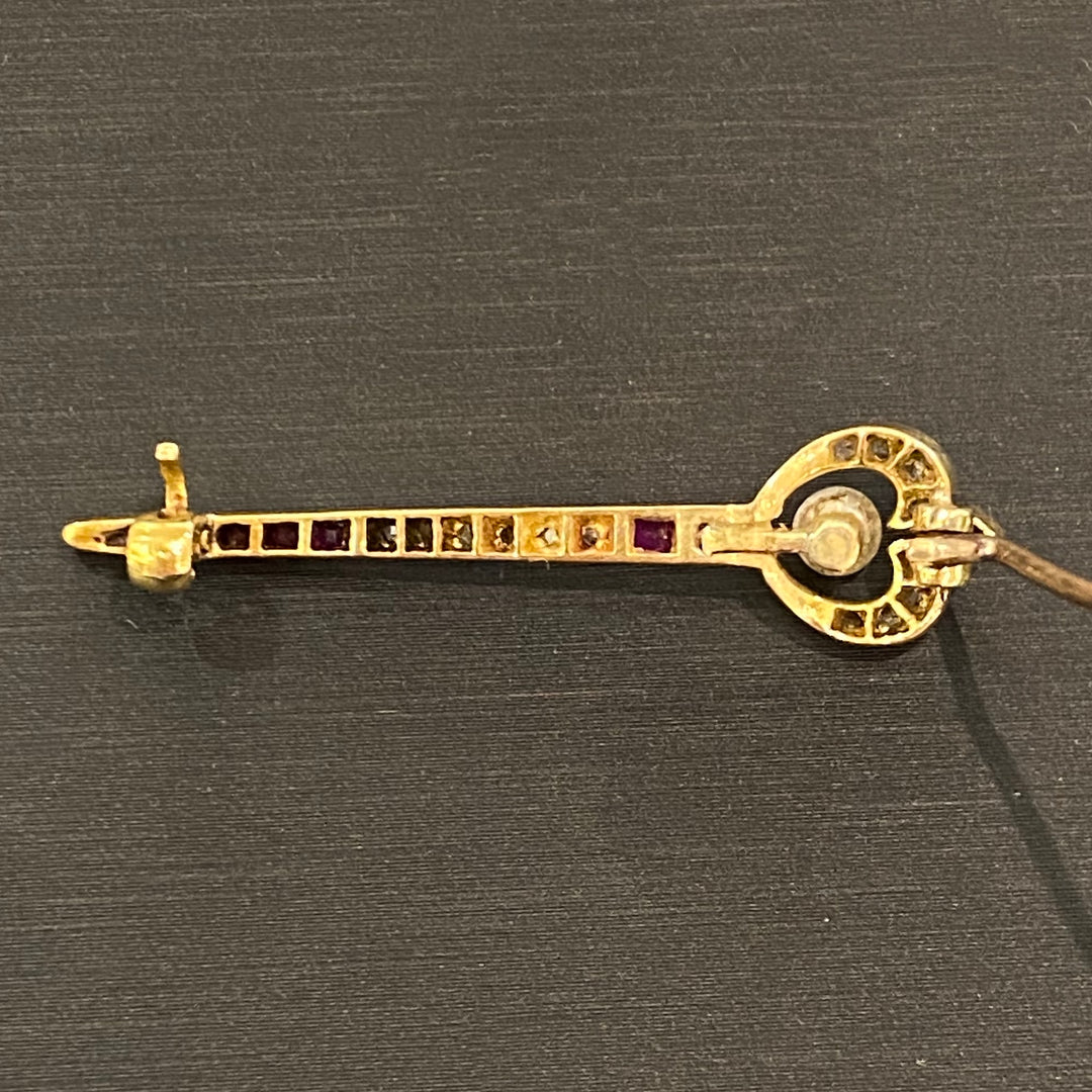 アンティーク ブローチ （9金・ルビー・メノウ） アンティーク