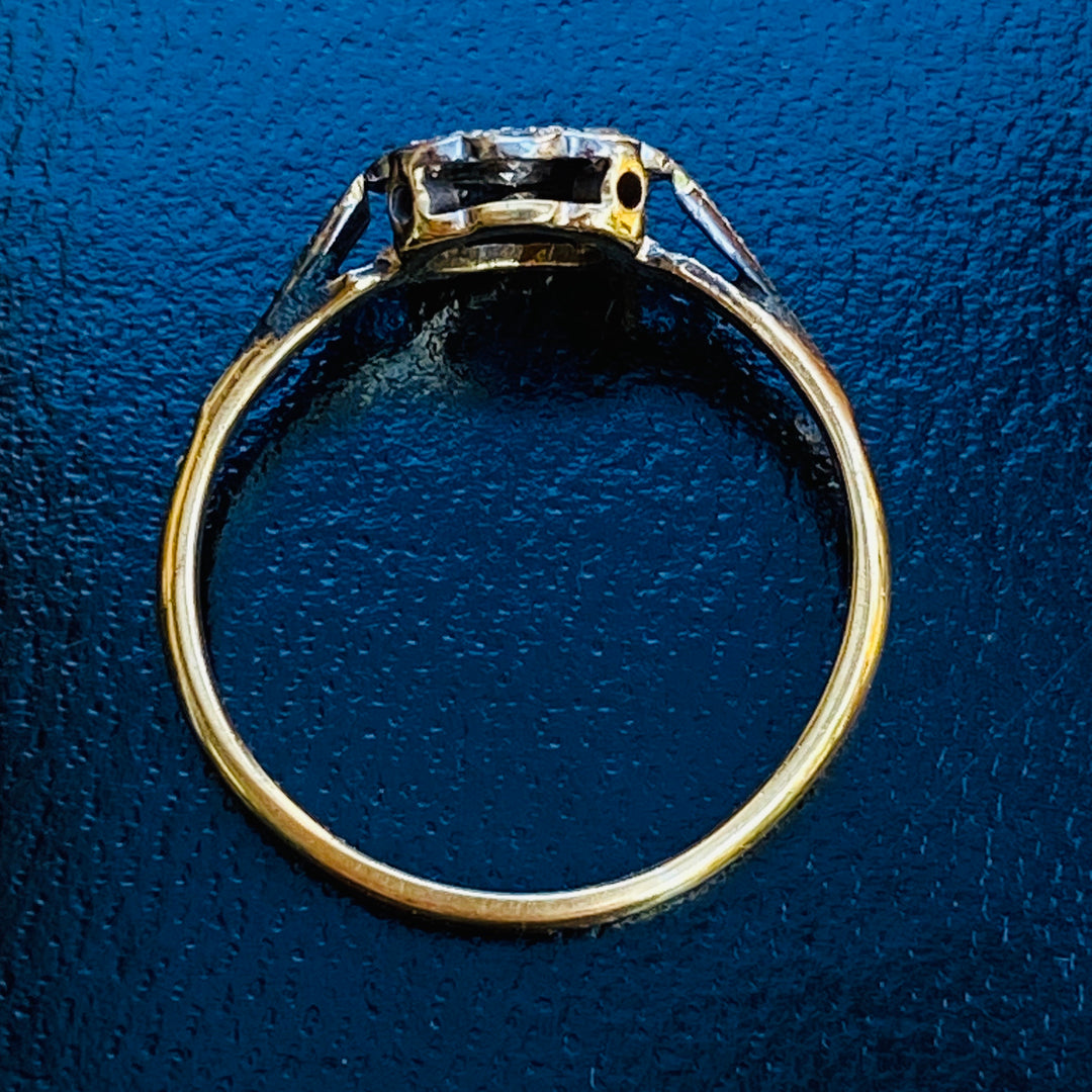 英国アンティーク 1925年 18金 天然ダイヤモンド クラスターリング