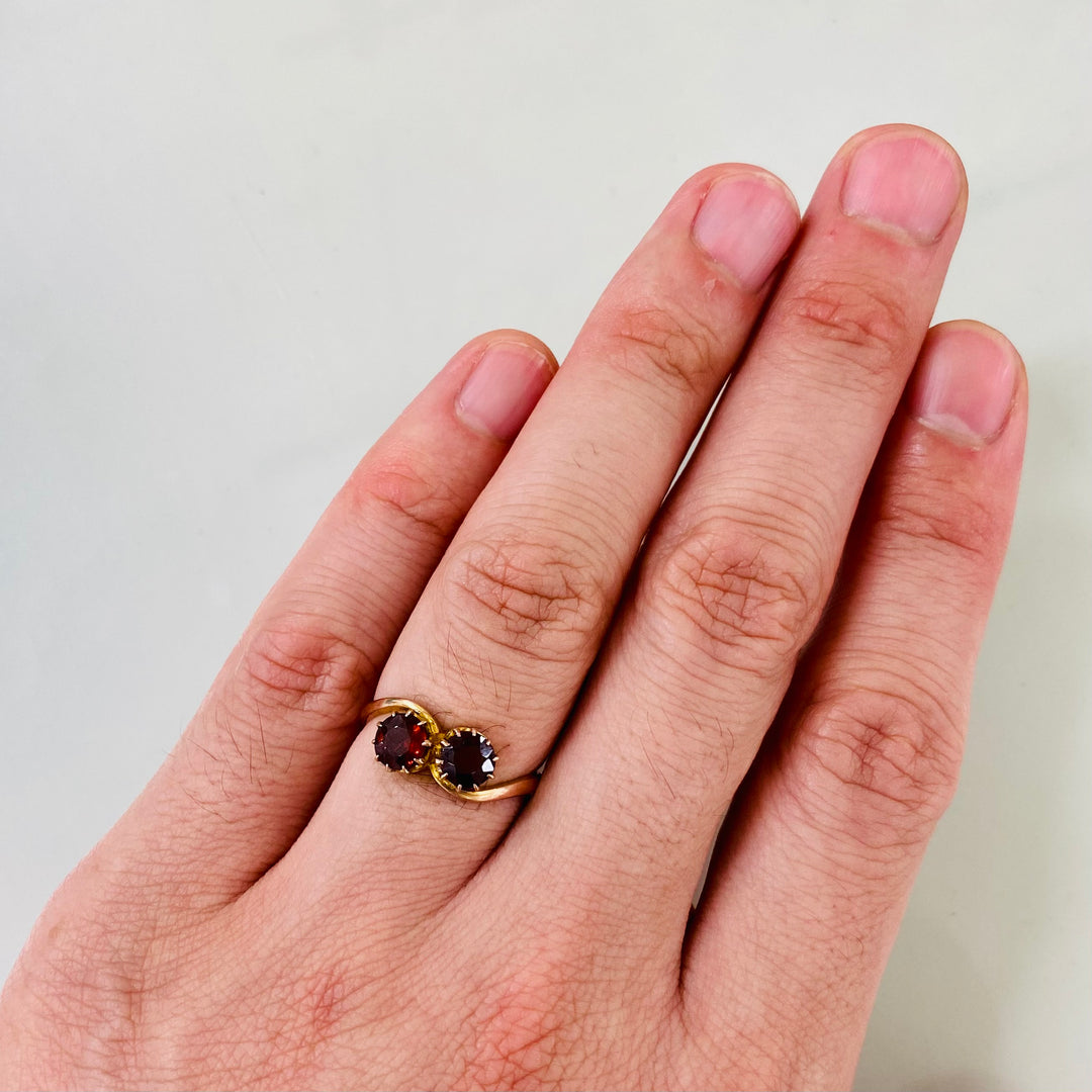 a*o様 特別価格　フレンチ　アンティーク　トワエモワ　アクアマリンリング WhiteKuo】18K 天然海水サファイア ピンクトルマリン ヨーロッパ
