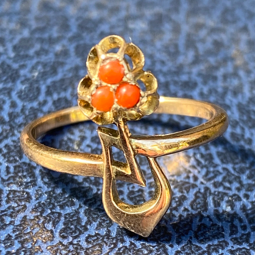 【14K アンティーク】珊瑚 お花 指輪 地中海珊瑚フラワーリング – 銀座アンティーク・アイ
